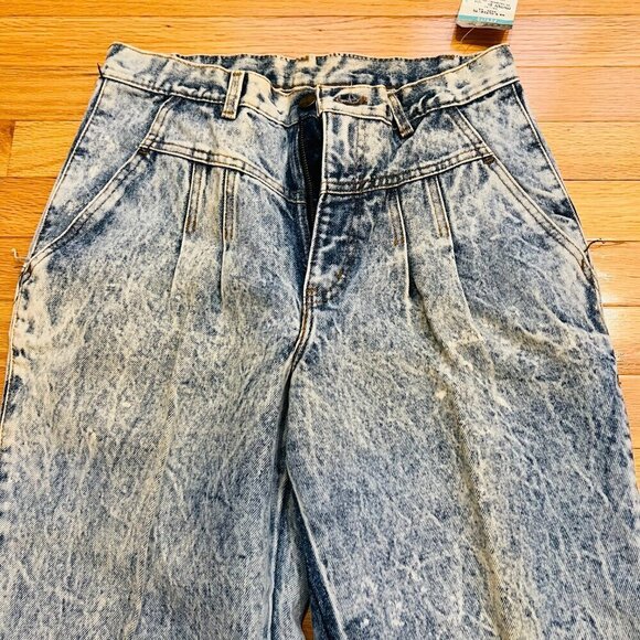 Vintage 80s CHIC Acid Wash High Rise Mom Jeans Tapered Pleated Size 14 W USA - Picture 13 of 16